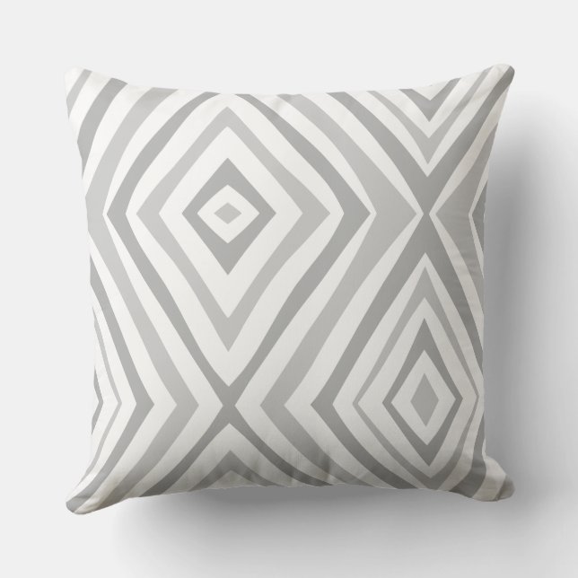 Grey White Modern Simple Square Throw Pillow (Back)