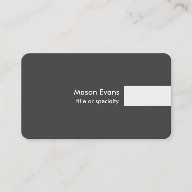 Grey White Modern Unique Plain Trendy Professional Business Card (Front)