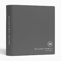 Grey White Monogram Initial Family Recipe
