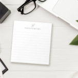 Grey & White Monogram Lined Notepad<br><div class="desc">Monogrammed notepad in white with your initial and name in pencil grey. An elegant lined notepad personalized with your monogram in a simple design.</div>