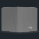 Grey White Monogram Name Modern Binder<br><div class="desc">A binder in a shade of grey with your initial and name in white text.</div>