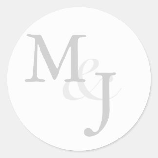 Grey & White Monogrammed Wedding Envelope Seals