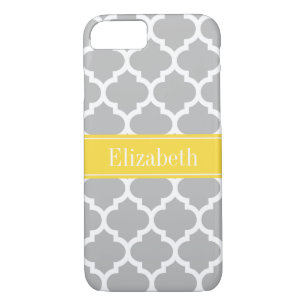 Grey White Moroccan #5 Pineapple Name Monogram iPhone 8/7 Case