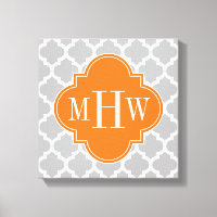 Grey White Moroccan #5 Pumpkin 3 Initial Monogram
