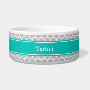 Grey White Moroccan #5 Teal Name Monogram
