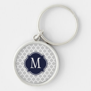 Grey & White Moroccan Pattern Keychain
