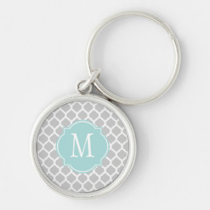 Grey & White Moroccan Pattern Keychain