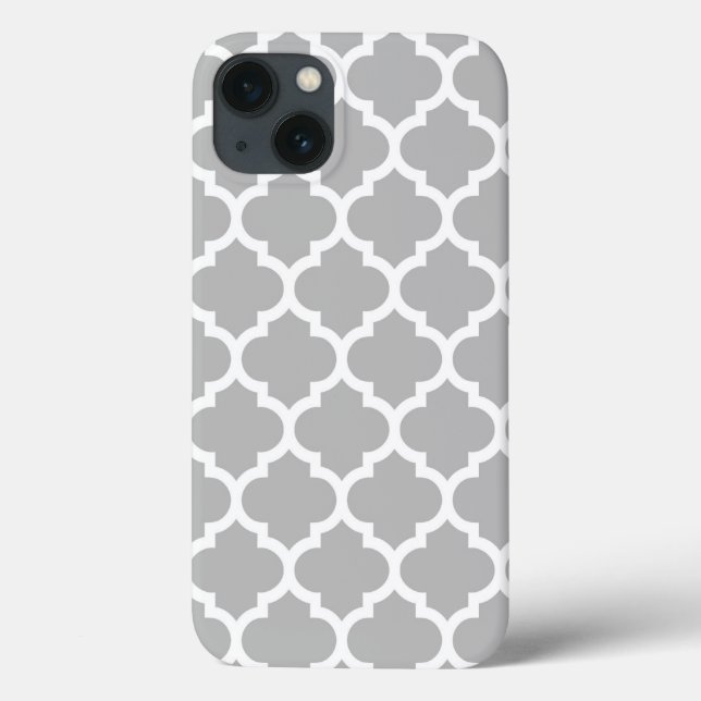 Grey White Moroccan Quatrefoil Pattern #5 V Case-Mate iPhone Case (Back)