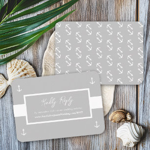 Grey White Nautical Pattern Website Wedding RSVP Enclosure Card
