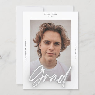 Grey White Neon Mod GRAD Photo College University Announcement