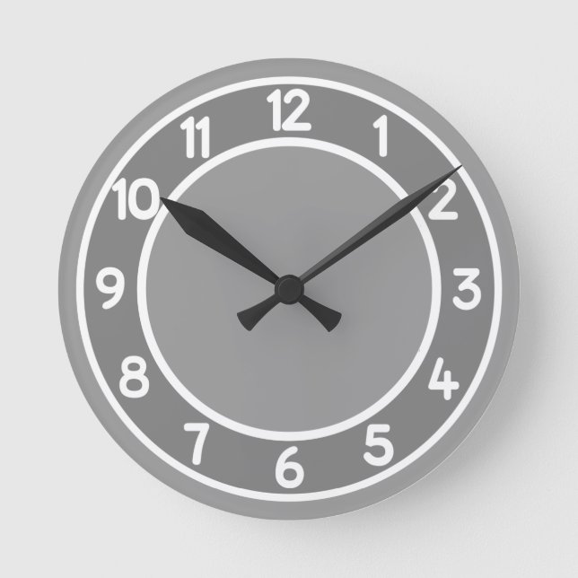 Grey & White on Any Colour Background wall clock (Front)