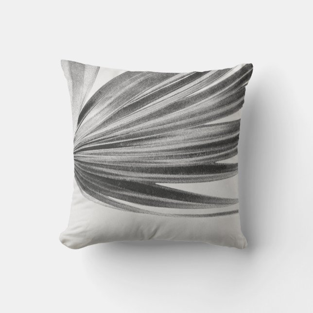 Grey & White Palm | Modern Minimalist Abstract Throw Pillow (Front)