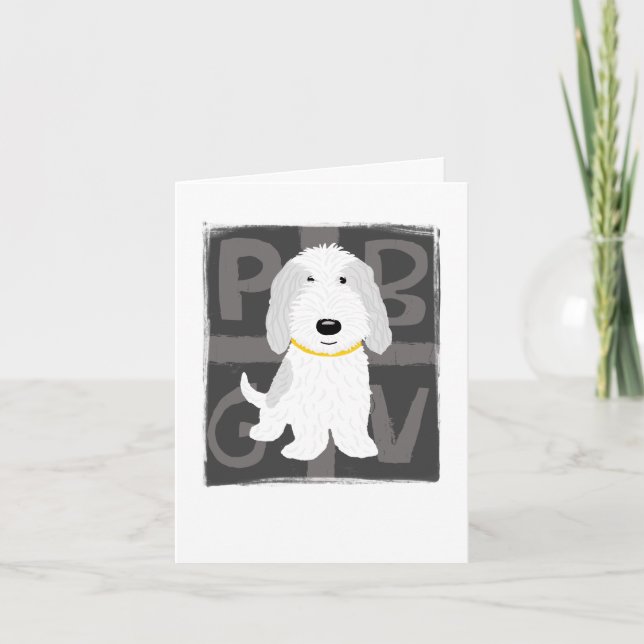 Grey & White PBGV Card (Front)