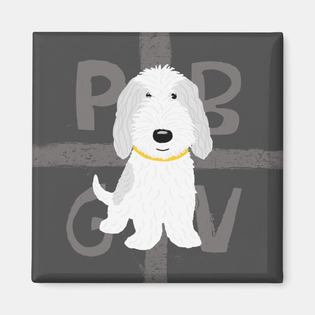 Grey & White PBGV Magnet (Front)