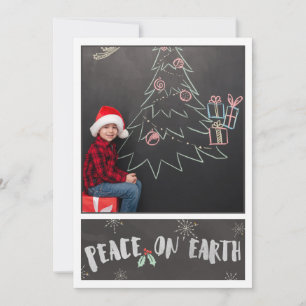 Grey & White/Peace on Earth/ Photo Christmas Card