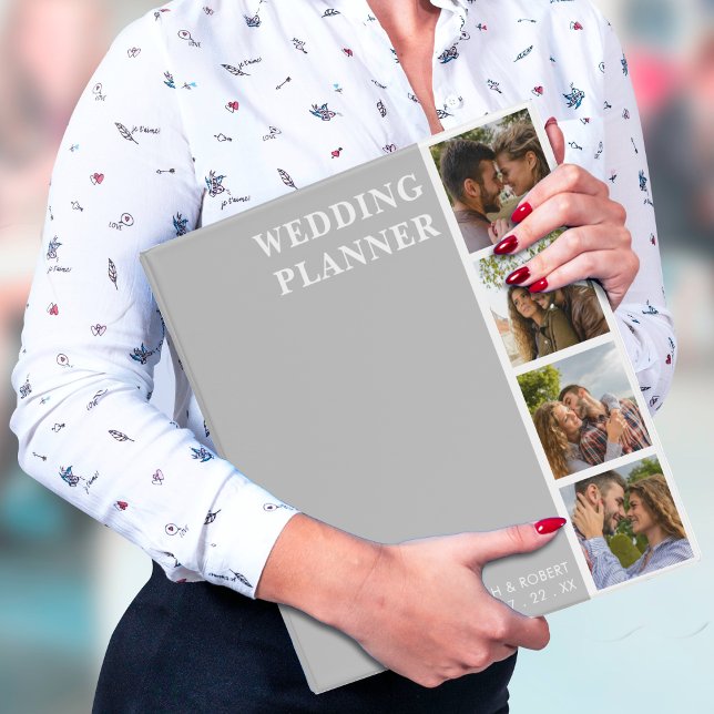 Grey & White Photo Booth Collage Wedding Planner Binder (Grey & White Photo Booth Collage Wedding Planner 3 Ring Binder)