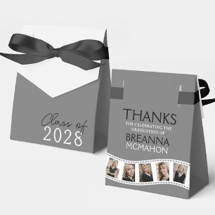 Grey & White Photo Collage Filmstrip Favor Box