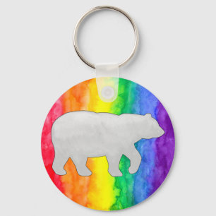 Grey White Polar Bear Keychain