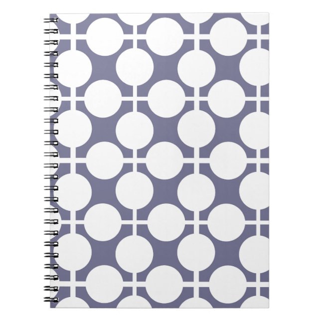 grey white polka dot and check pattern notebook (Front)