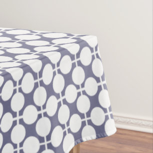 grey white polka dot and check pattern tablecloth