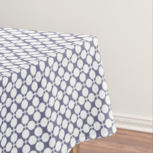 grey white polka dot and check pattern tablecloth