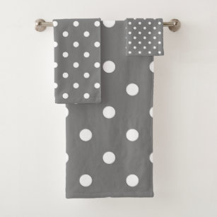 Grey & White Polka Dots Dot Bath Towel Set