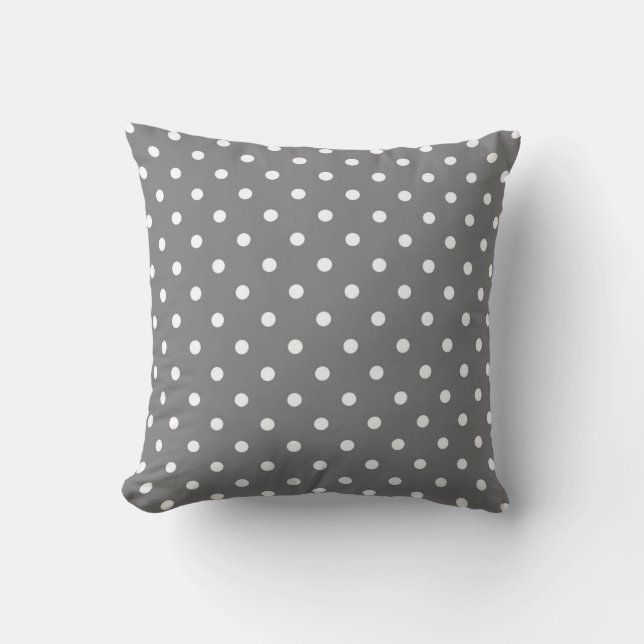 Grey & White Polka Dots Minimal Chic Classy Cute Throw Pillow (Front)