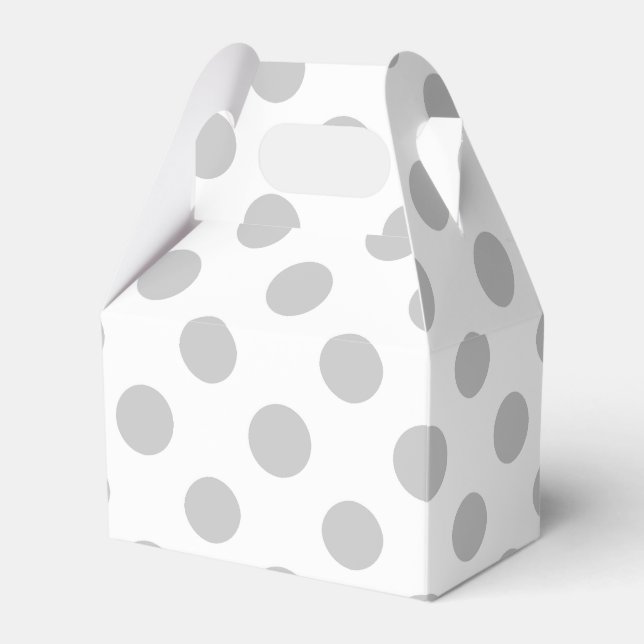 Grey White Polka Dots Pattern Favor Box (Front Side)