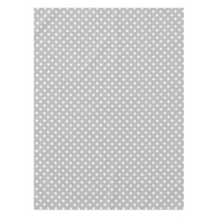 Grey White Polka Dots Pattern Tablecloth