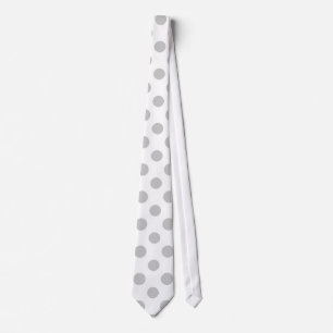 Grey White Polka Dots Pattern Tie