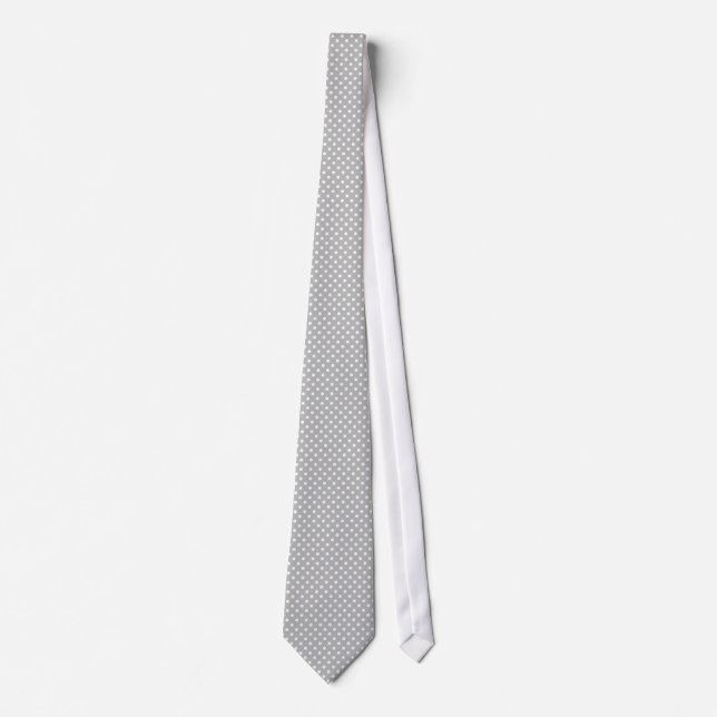 Grey White Polka Dots Pattern Tie (Front)