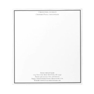 Grey White Professional Business Personalized Notepad