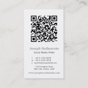 Grey white qr code image media business card