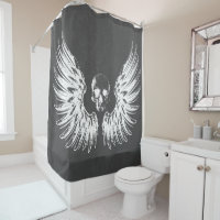 Grey & White Rock Angel Wings Skull