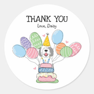 Grey & White Sheepadoodle Favour Tags Sticker