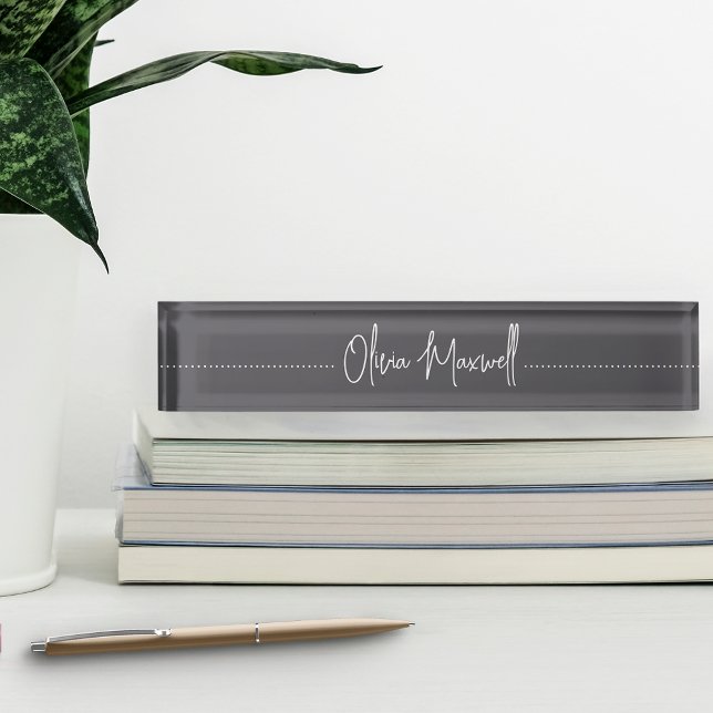 Grey & White Sketched Cursive Script Nameplate (Creator Uploaded)