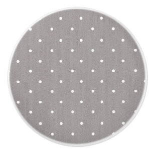 Grey & White Small Polka Dots Modern Chic Ceramic Knob