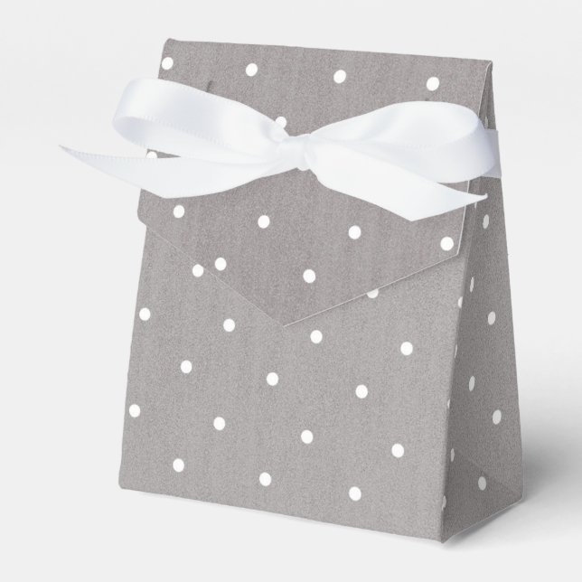 Grey & White Small Polka Dots Modern Chic Favor Box (Front Side)
