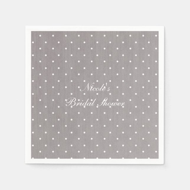 Grey & White Small Polka Dots Modern Chic Napkin (Front)