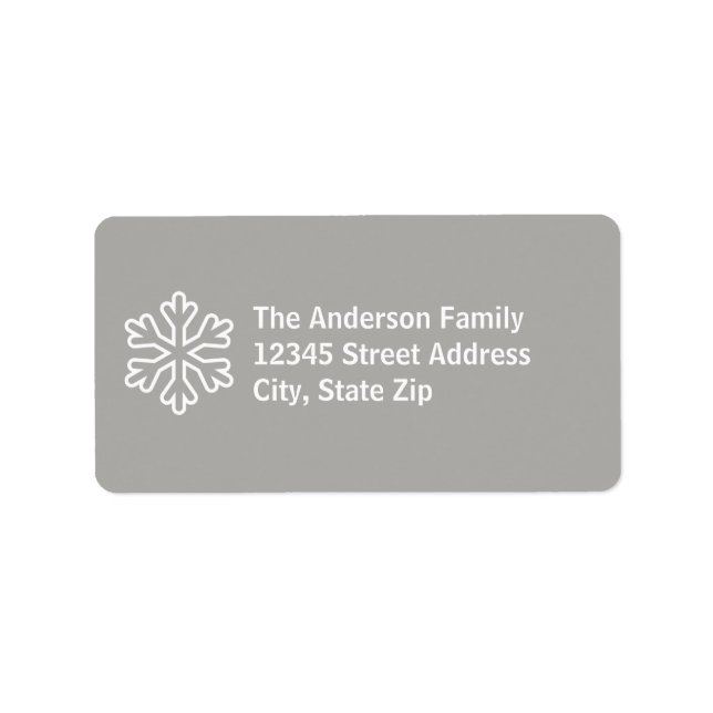 Grey & White Snowflake - Address Label (Front)