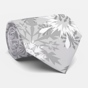 Grey white snowflake pattern Holiday Christmas tie