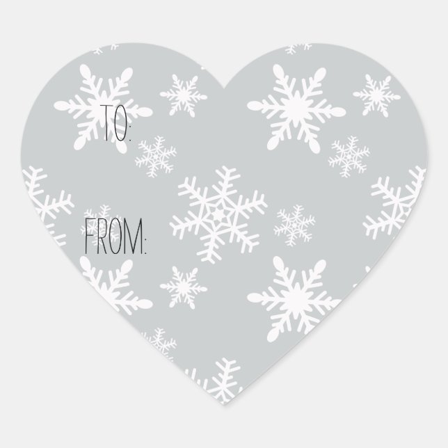 Grey White Snowflakes Gift Tag (Front)