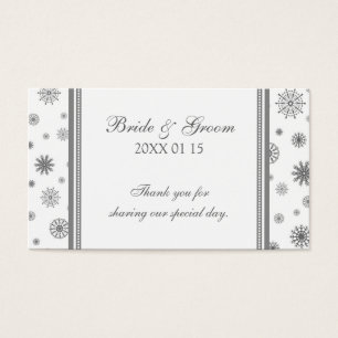 Grey White Snowflakes Winter Wedding Favour Tags