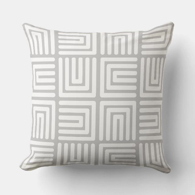 Grey White Square Humps Throw Pillow (Front)