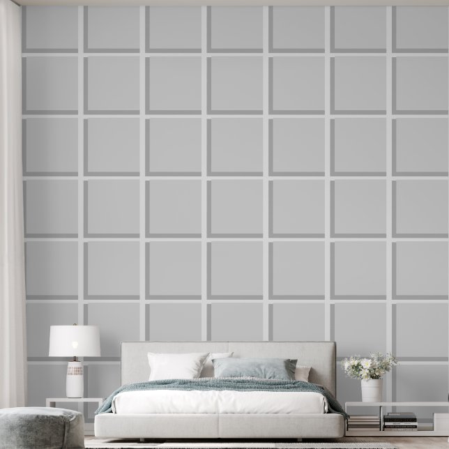 Grey White Squares Lattice Grey Wallpaper (Bedroom)