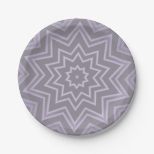 Grey White Star Modern Geometric Pattern Paper Paper Plate