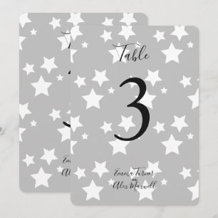Grey White Stars Background Table number cards