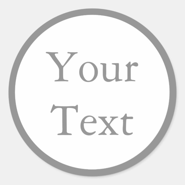 Grey & White Stickers or Labels w/ Custom Text (Front)