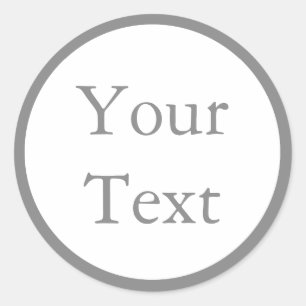 Grey & White Stickers or Labels w/ Custom Text