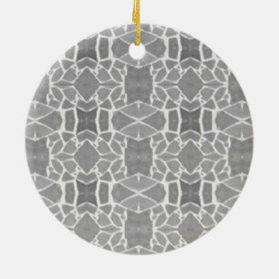 Grey White Stone Tiles Mosaic Pattern Ceramic Ornament